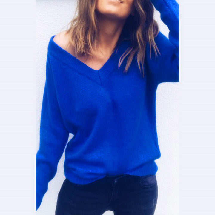 Pull femme avec col en V et coupe décontractée Levoire