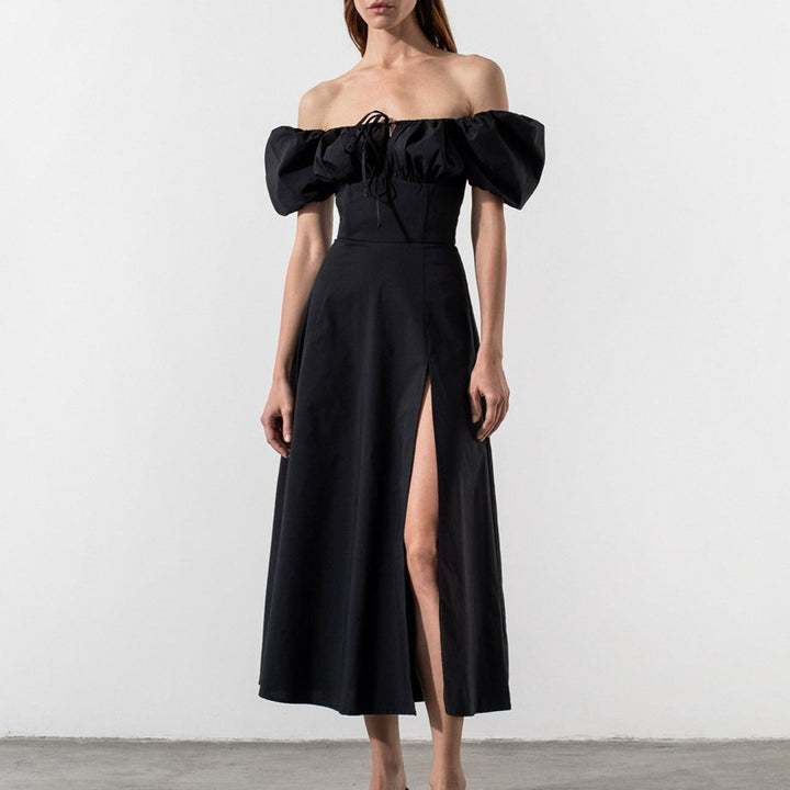 Robe maxi femme avec design off-the-shoulder et manches bouffantes volumineuses Levoire