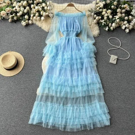 Levoire | Style français Maillot à ruchés Bleu Taille libre