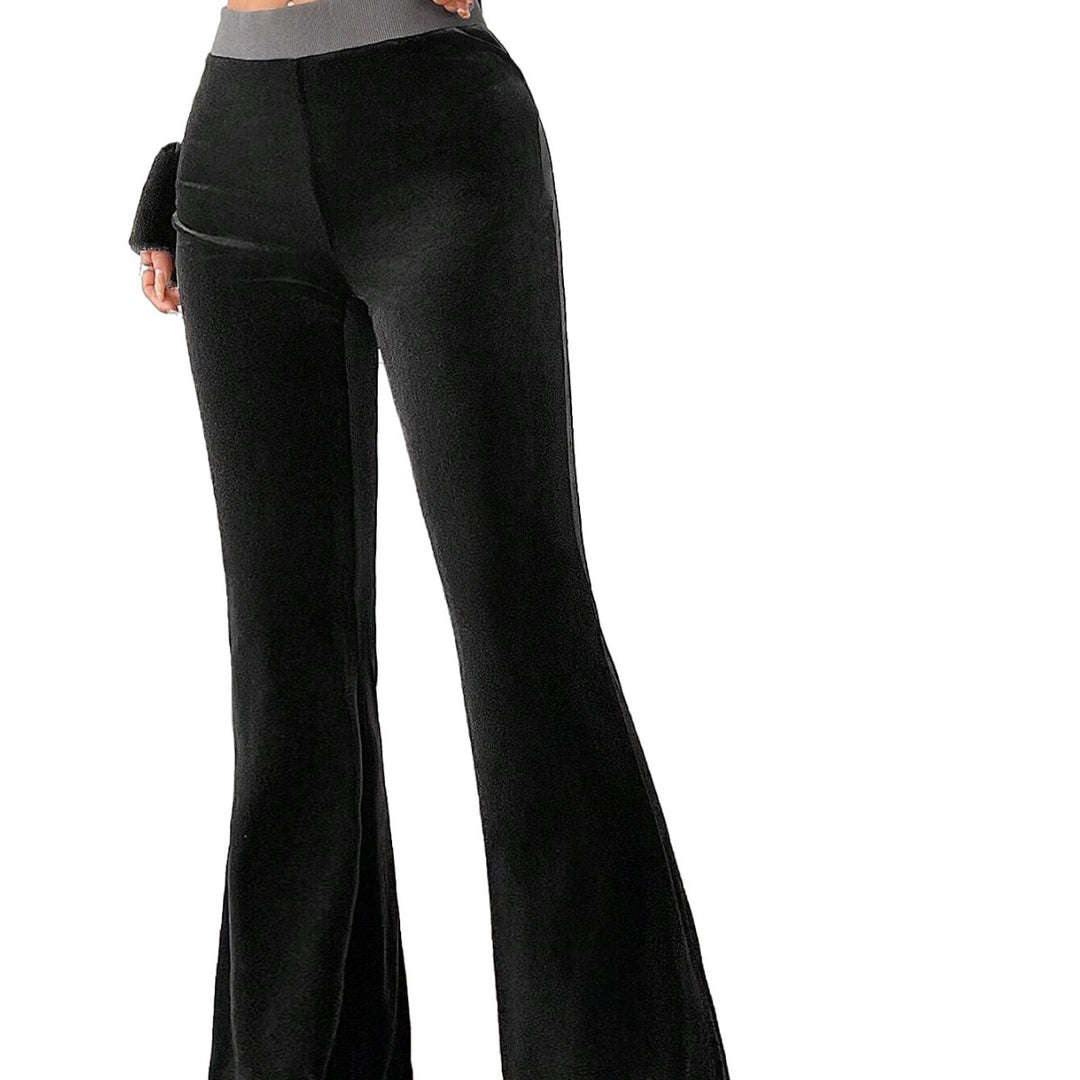 Pantalon en velours évasé pour femme avec taille élastique et design scintillant Levoire