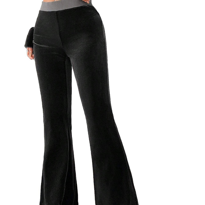 Pantalon en velours évasé pour femme avec taille élastique et design scintillant Levoire