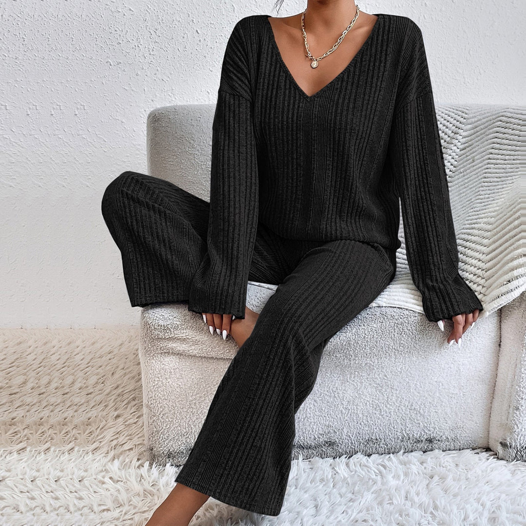 Levoire | Ribbi-Pyjama Automne Hiver Chaud Ensemble Deux-Pièces Noir