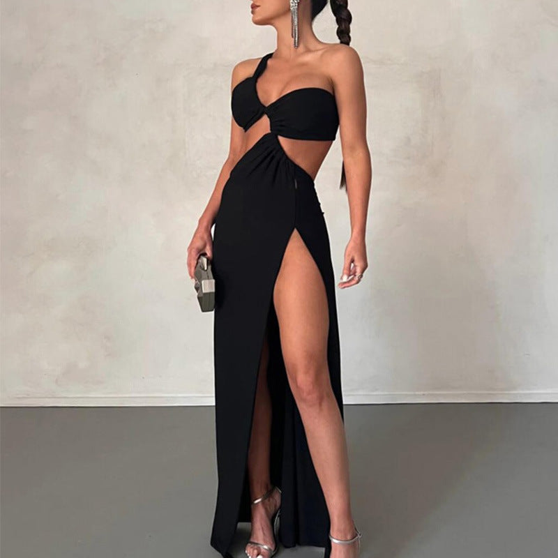 Robe Maxi Couture Femme avec Design Asymétrique et Drapé Élégant Levoire