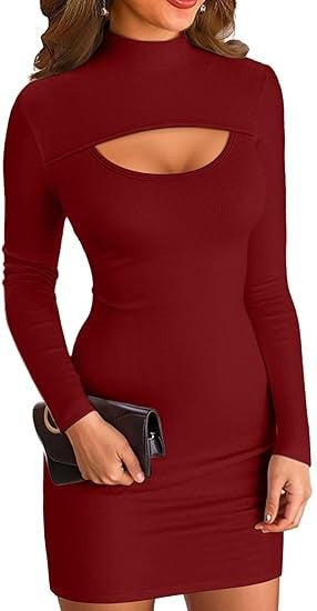 Robe mini ajustée pour femmes avec col haut et découpe Levoire