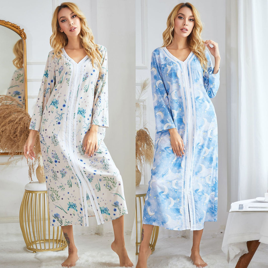 Levoire | Chemise de nuit imprimée Automne Hiver Robe de nuit en tricot imprimée