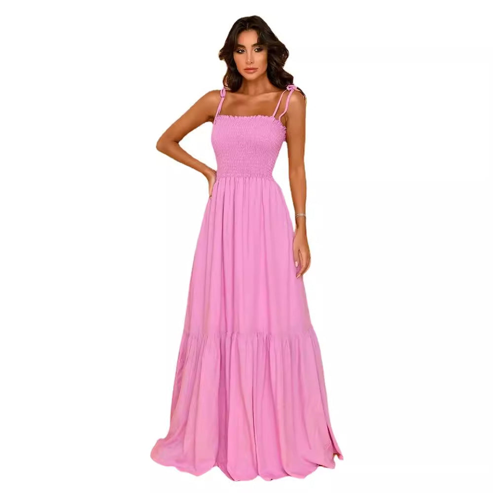 Robe maxi pour femme avec corsage élastique et nœud ludique Levoire