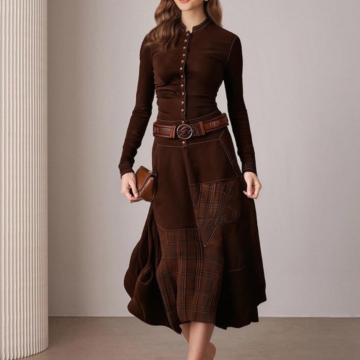 Robe midi élégante pour femmes avec boutonnières et détails contrastés Levoire