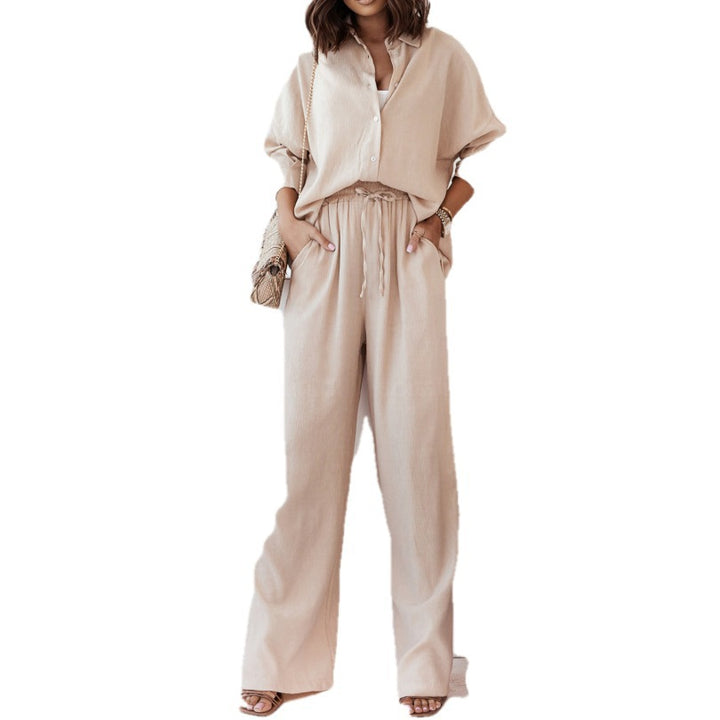 Ensemble décontracté femme deux pièces avec chemise douce et pantalon confortable Levoire