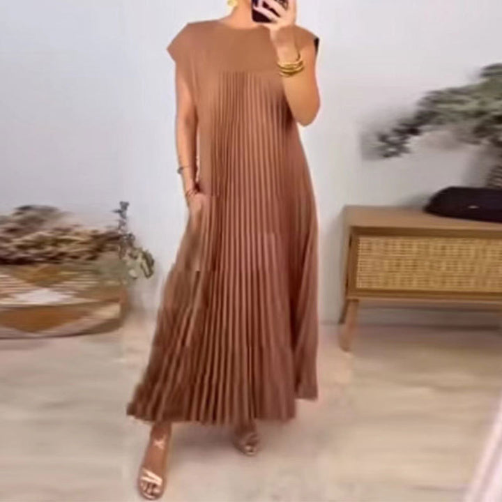 Robe maxi plissée élégante pour dames avec poches pratiques Levoire