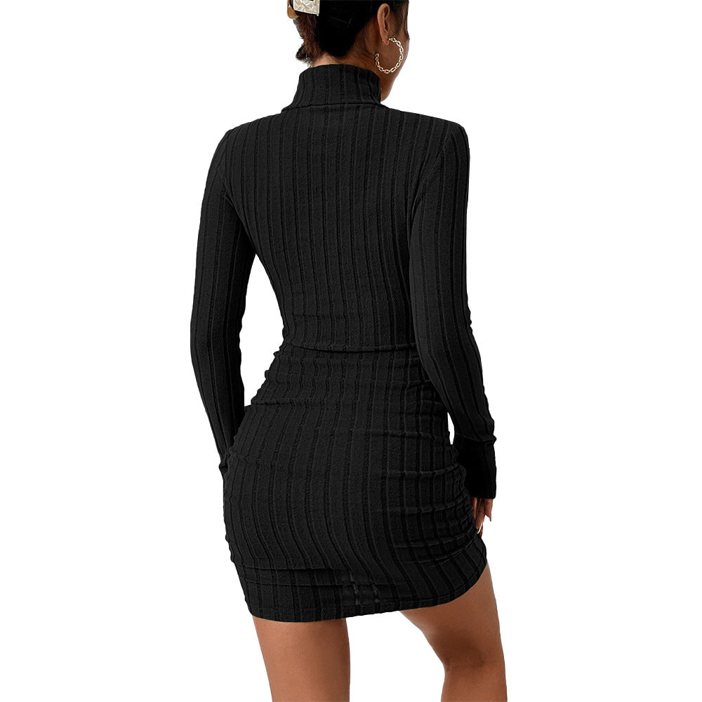 Robe mini en tricot pour femme avec col montant et manches longues Levoire