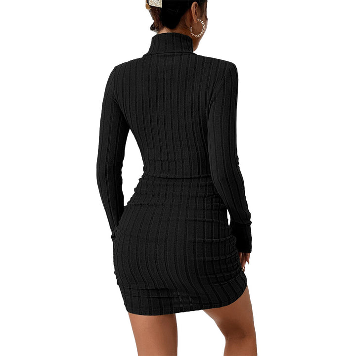 Robe mini en tricot pour femme avec col montant et manches longues Levoire