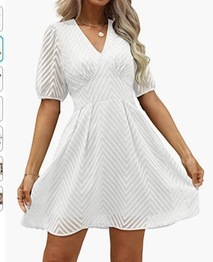 Robe femme avec manches bouffantes ¾ et décolleté en V Levoire