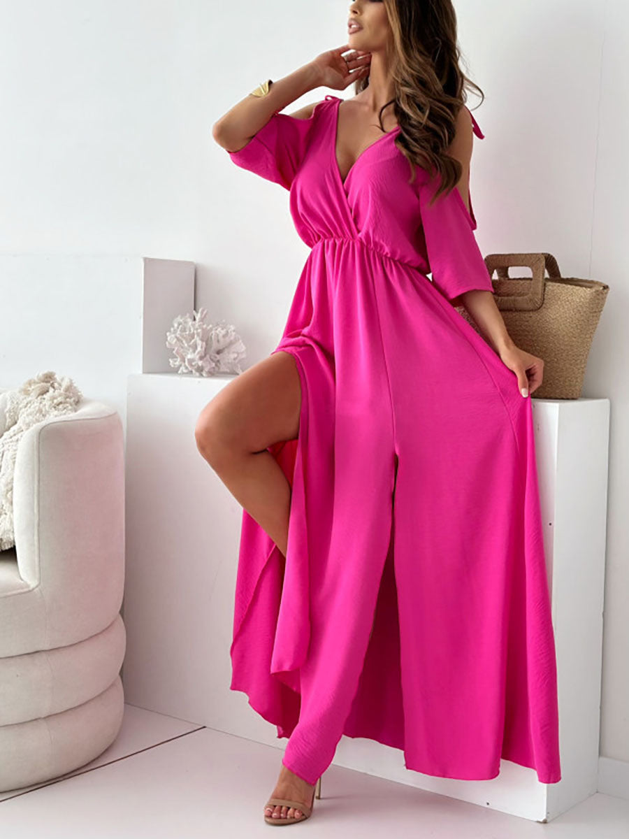 Levoire | Robe à bretelles, jupe sans bretelles, décolleté en V Magenta