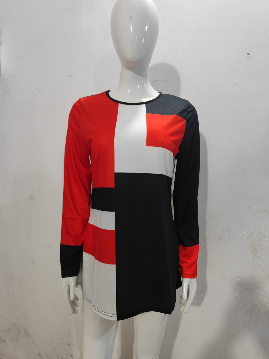 Levoire | T-shirt à col rond à motifs tendance à manches longues Rot
