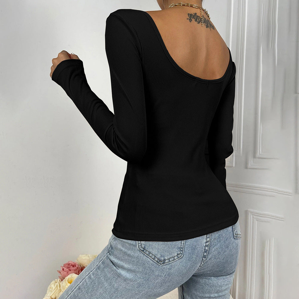 Body à manches longues pour femme avec design enveloppant décoratif Levoire