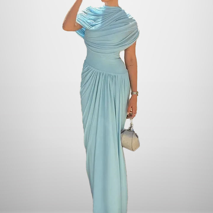 Robe Maxi Enveloppante Élégante pour Femmes avec Détails de Drapé Raffinés Levoire