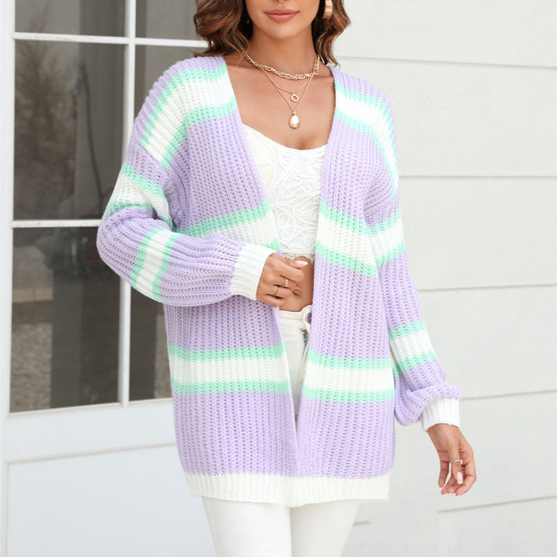 Levoire | Gilet Femmes Rayé Coloré Long