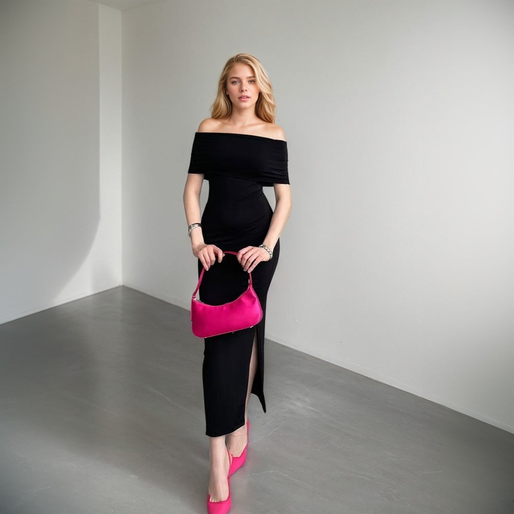 Robe maxi pour femmes avec une coupe hors-épaule et une fente élégante Levoire