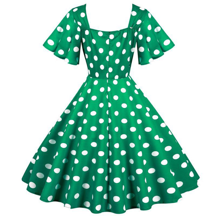 Robe Rockabilly pour femmes avec un motif amusant à pois et un ourlet flottant Levoire