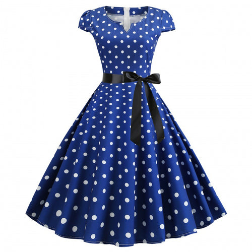 Robe swing rétro femme avec des pois et une ceinture de taille Levoire
