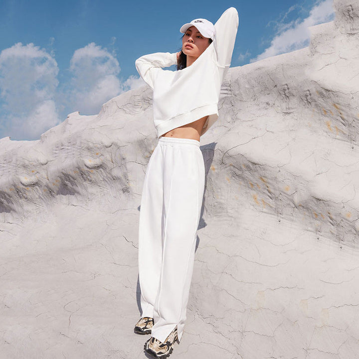 Levoire | Sweatshirt à manches longues confortable ensemble à deux pièces Blanc