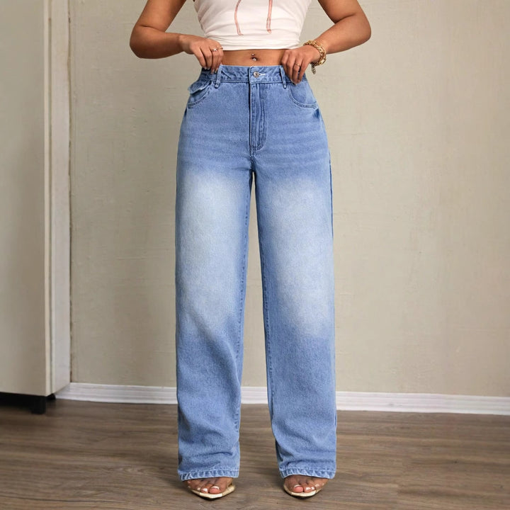 Jean pour femmes coupe large avec taille haute et coupe décontractée Levoire