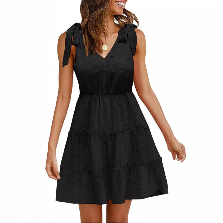 Robe d'été sans manches pour femmes avec volants et décolleté en V Levoire