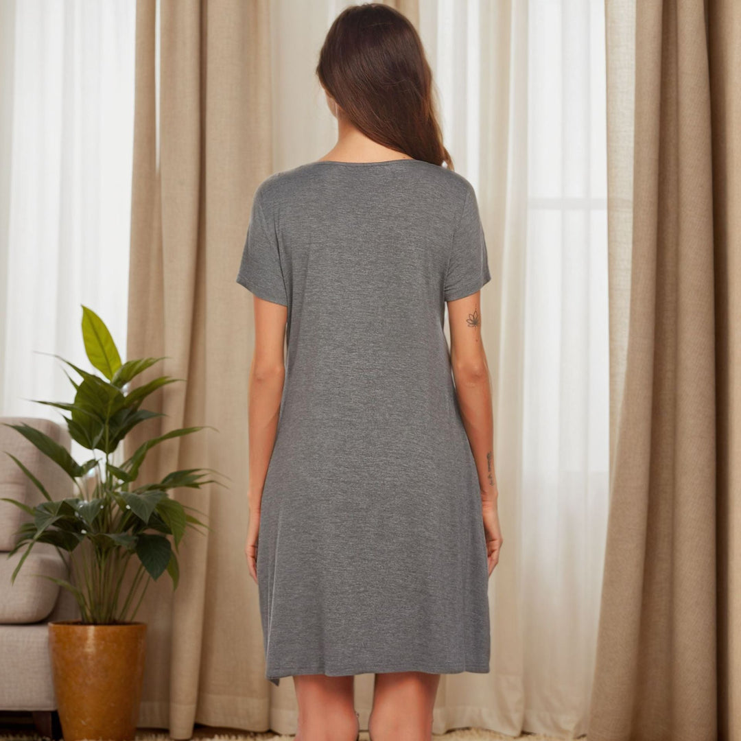 Levoire | Modal-robe de nuit Printemps Été Manches courtes Poche Nuit