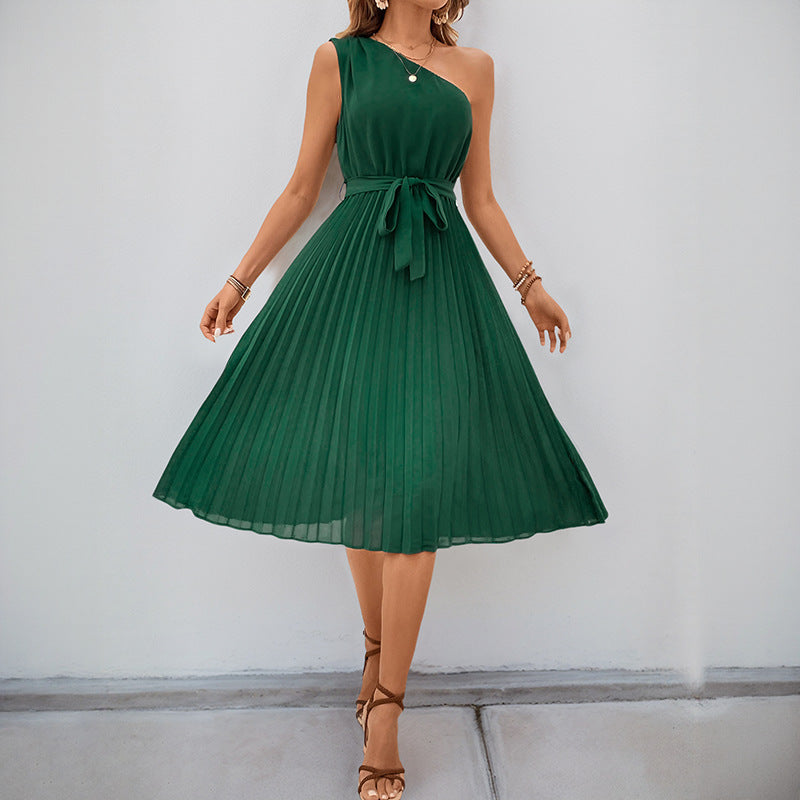 Robe midi plissée pour femme avec ceinture ajustée et coupe élégante Levoire