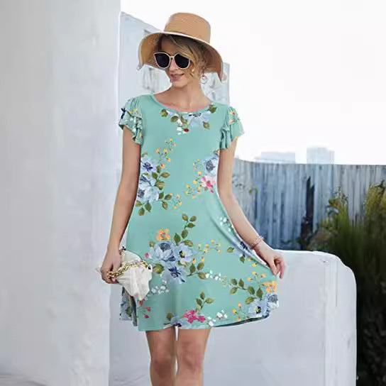 Robe d'été florale pour femmes avec détails envolés et jupe évasée Levoire