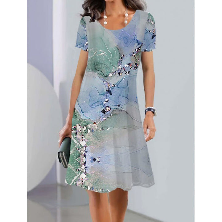 Levoire | Légères Impression Printemps-été Robe Midi à Manches Courtes Élément 2