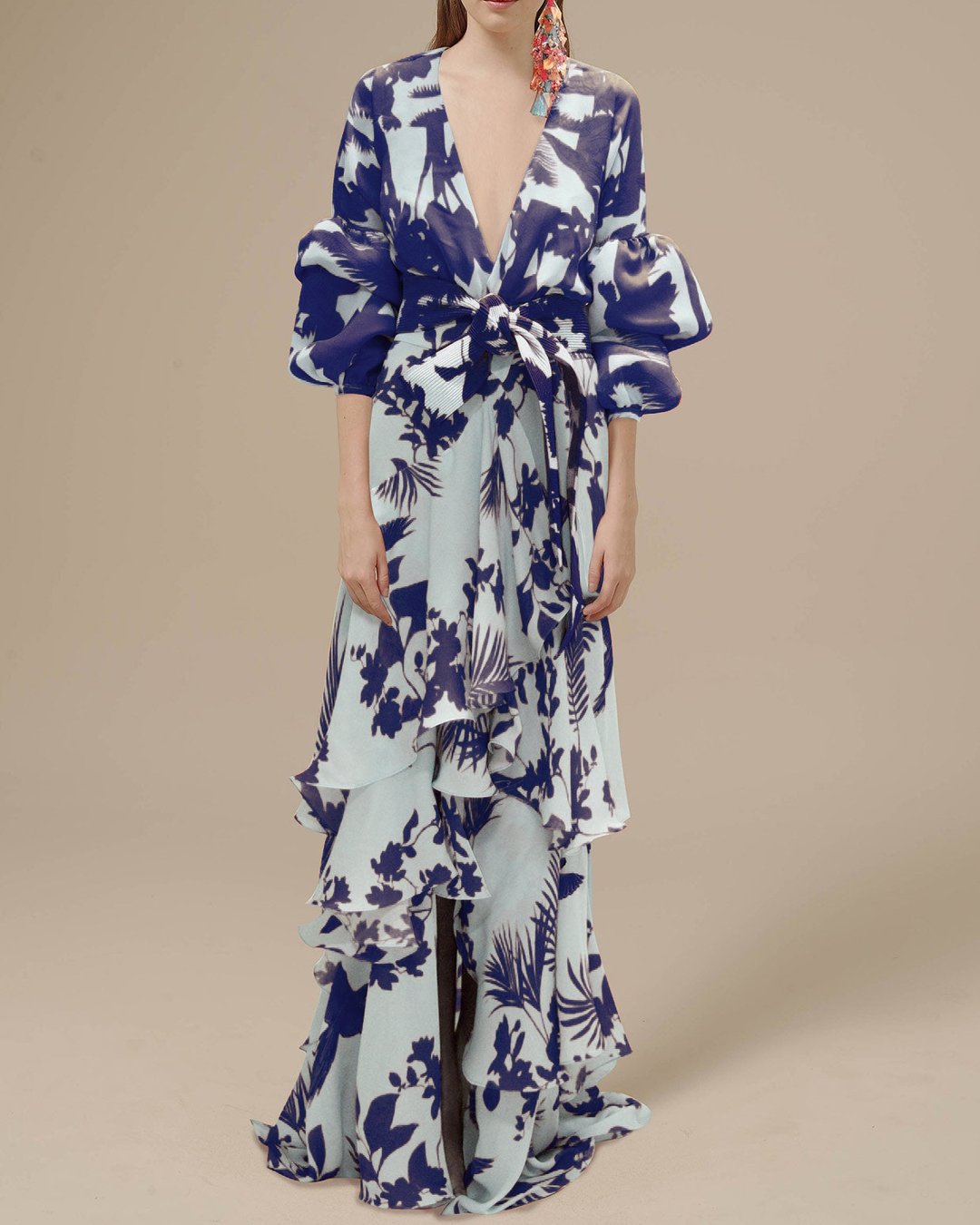 Levoire | Robe De Fête En Chiffon Imprimé Bleu