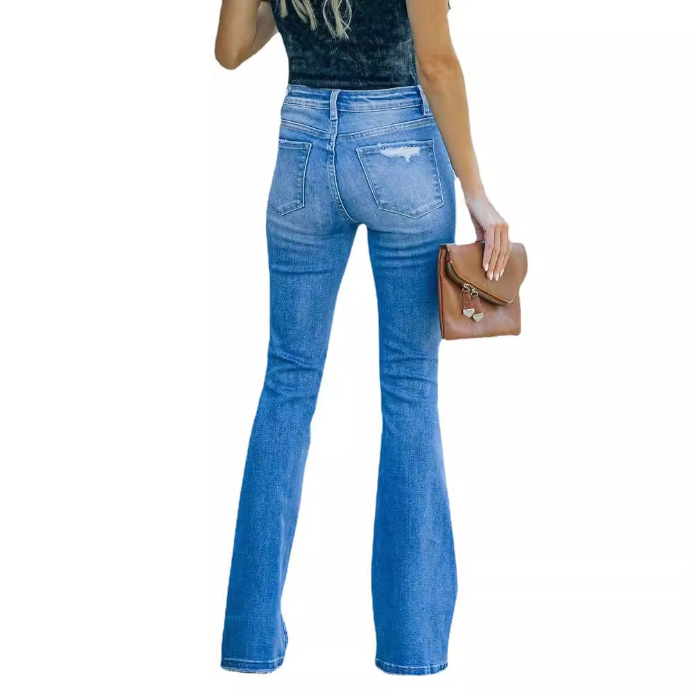 Jeans pour femmes à coupe décontractée avec détails destructés Levoire