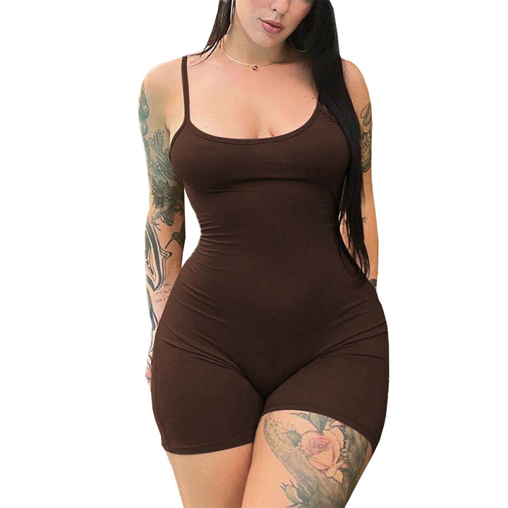 Combinaison Bodycon Femme avec Décolleté Profond et Bretelles Spaghetti Levoire