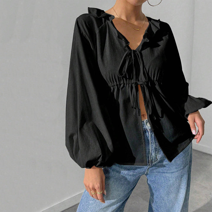 Chemise-blouson pour femme avec des manches volumineuses et des détails en volants Levoire