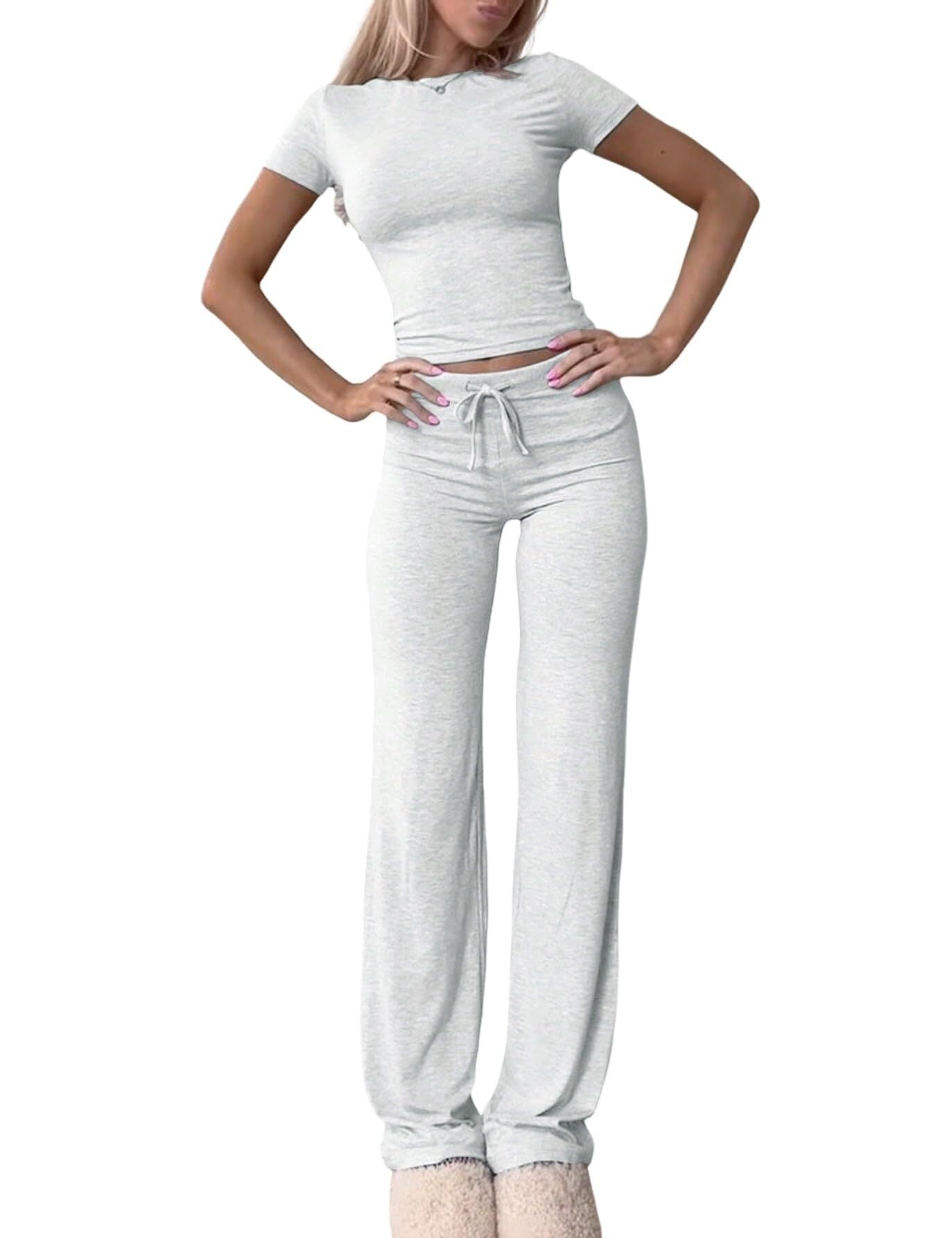 Levoire | Ensemble Sportif Haut Décontracté Pantalons Longs Ensemble Gris clair