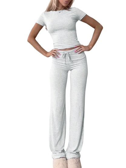 Levoire | Ensemble Sportif Haut Décontracté Pantalons Longs Ensemble Gris clair