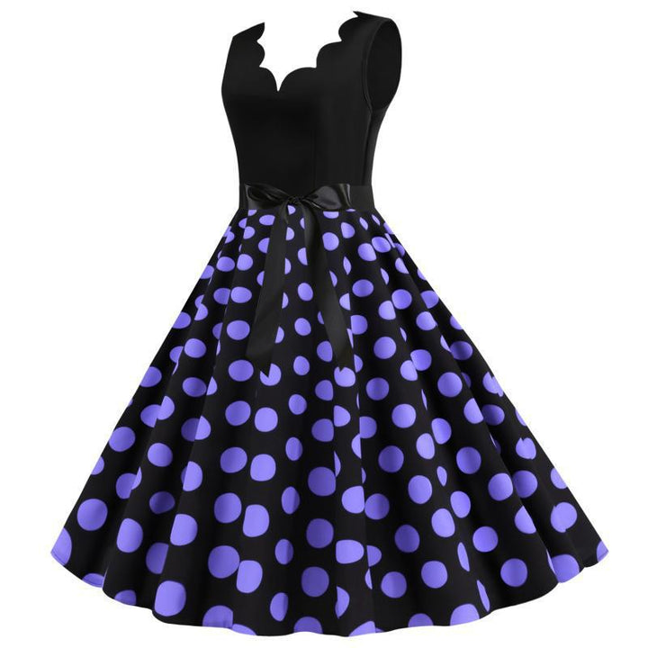Robe midi demi-durée pour femmes avec motif à pois classique et silhouette cintrée Levoire