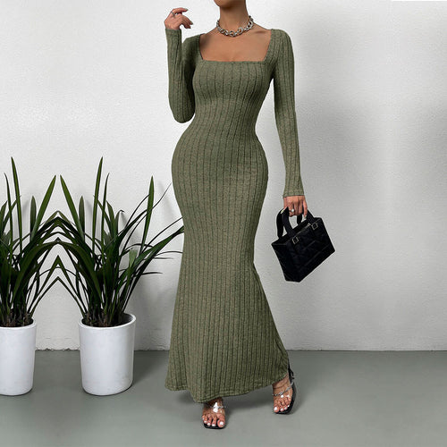 Robe maxi à manches longues pour femmes dans un design côtelé élégant Levoire