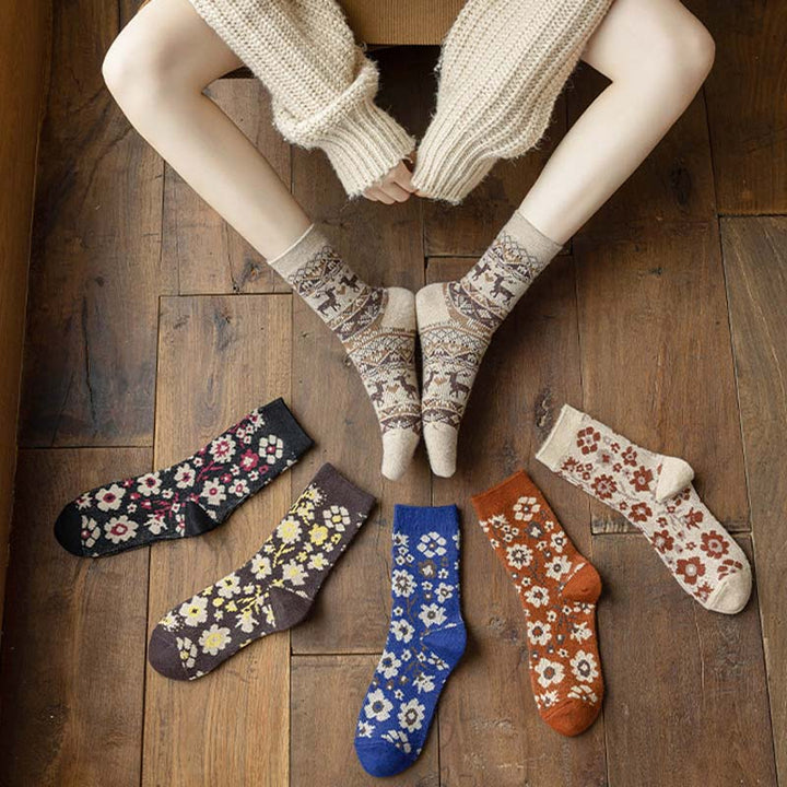 Levoire | De 5 Paires De Chaussettes Vintage À Fleurs