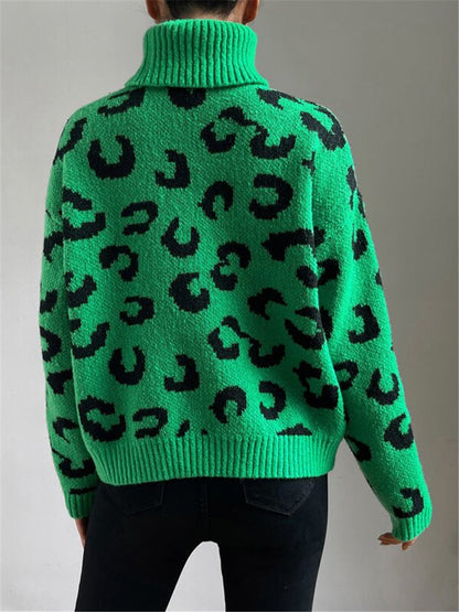 Levoire | Pull Vert Élégant Avec Motif Léopard