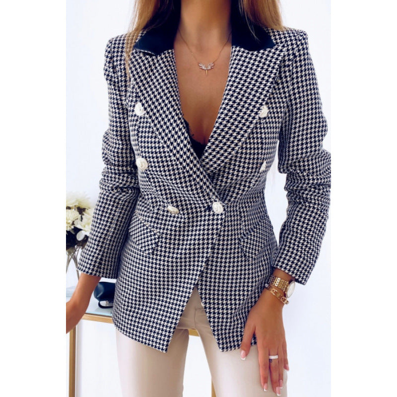 Levoire | Blazer À Carreaux Stylé À Manches Longues