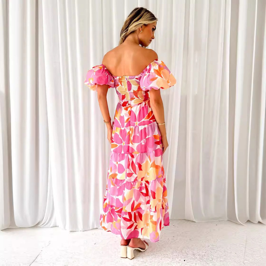 Robe maxi pour femmes avec un design sophistiqué à épaules dénudées et des manches bouffantes volumineuses Levoire