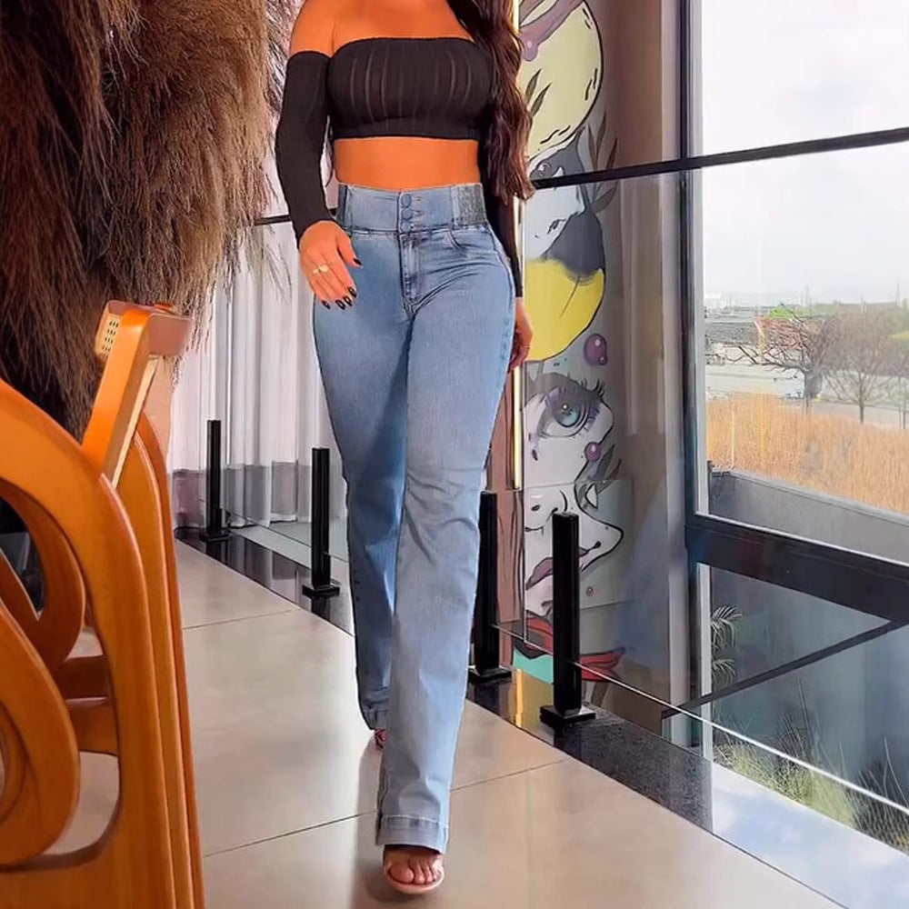Jeans évasés taille haute pour femmes avec coupe élégante Levoire