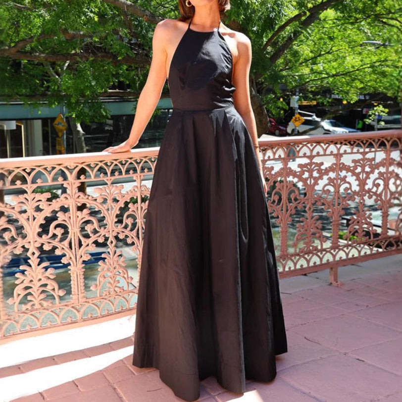 Robe de soirée longue pour femme avec découpe profonde au dos et jupe fluide Levoire
