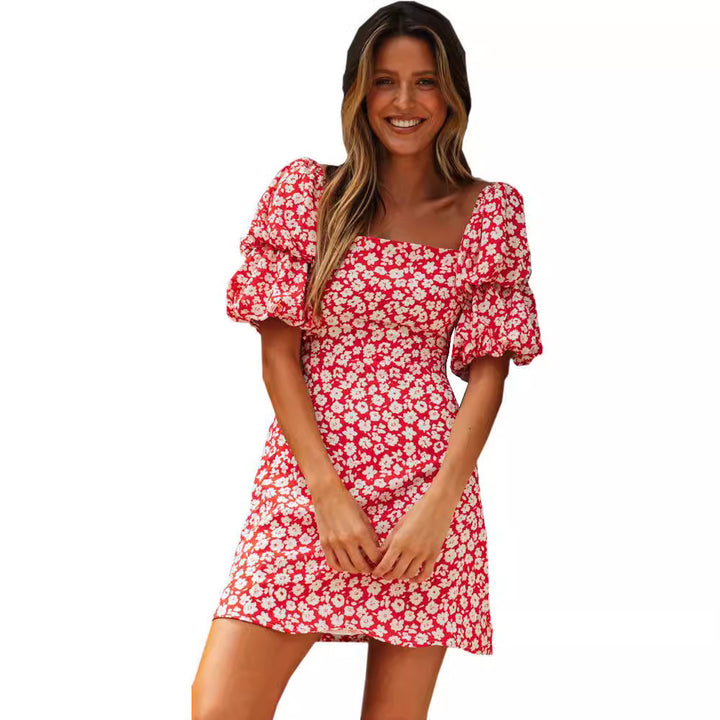Robe mini femme avec des manches bouffantes et un motif floral Levoire