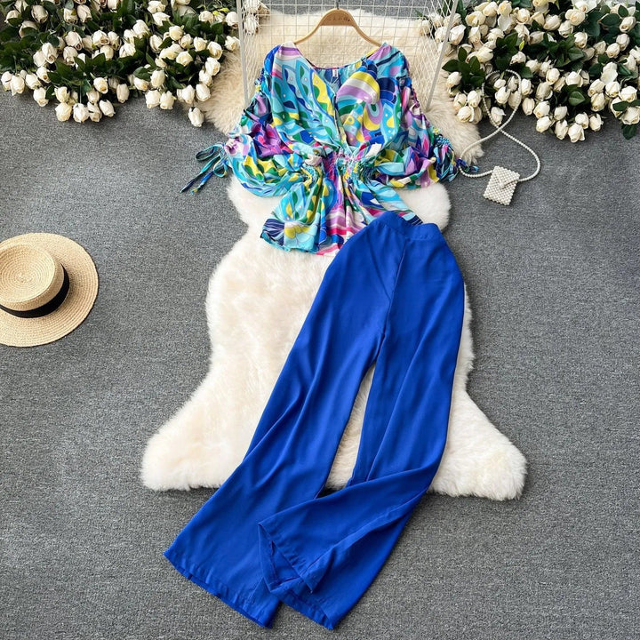 Levoire | Ensemble à deux pièces avec un pantalon ample Bleu Taille libre