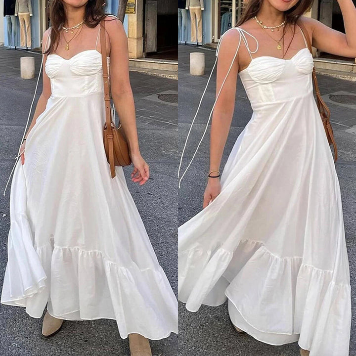 Robe maxi femme avec bretelles tombantes et jupe volumineuse Levoire