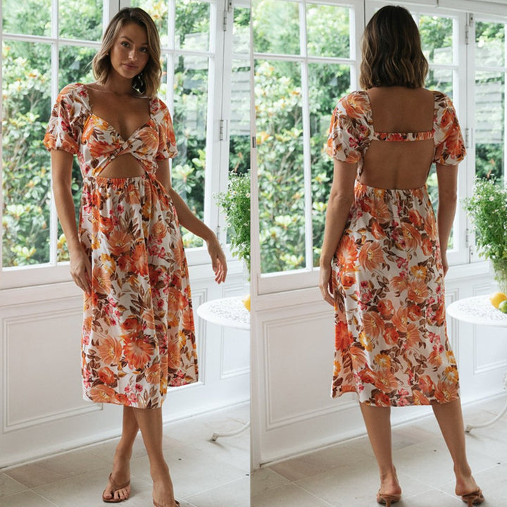 Robe d'été pour femmes avec un design de nœud ludique et un cordon de taille élastique Levoire