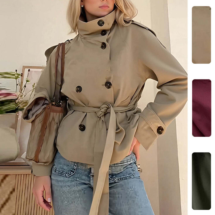 Manteau long élégant pour femmes avec col montant et ceinture ajustable Levoire